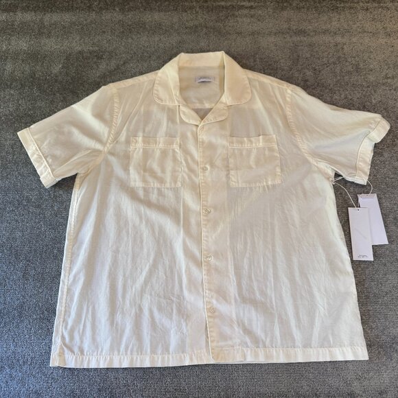 NWT Saturdays New York City Cameron Camp Collar White Button Shirt Size Large - Picture 1 of 10